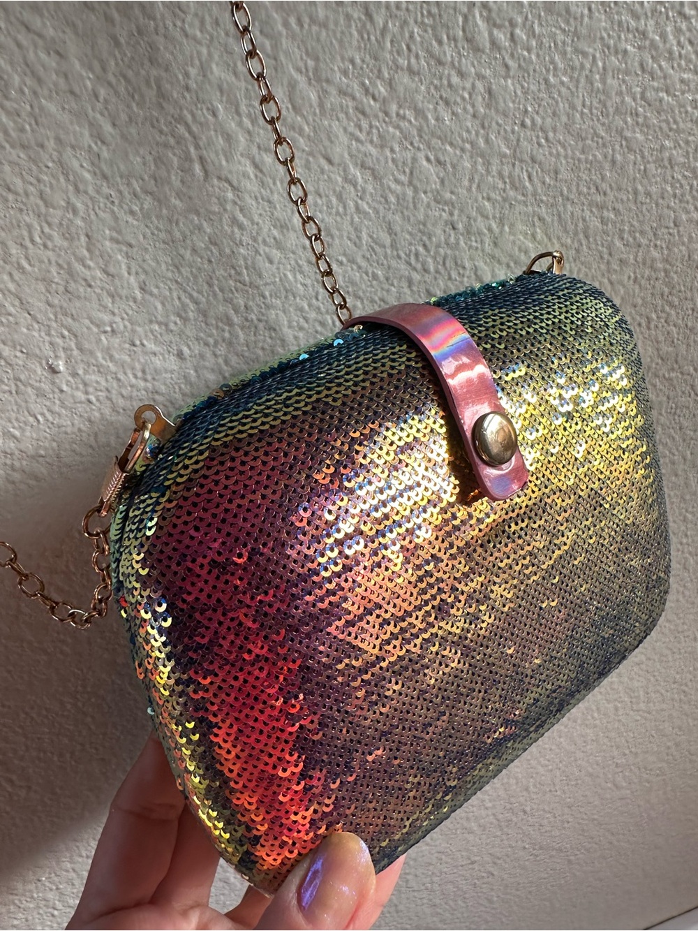 Iridescent Rainbow Sequin Evening Bag Color Shift Clutch - Picture 13 of 16